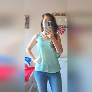 Turquoise sheer tank top sz S